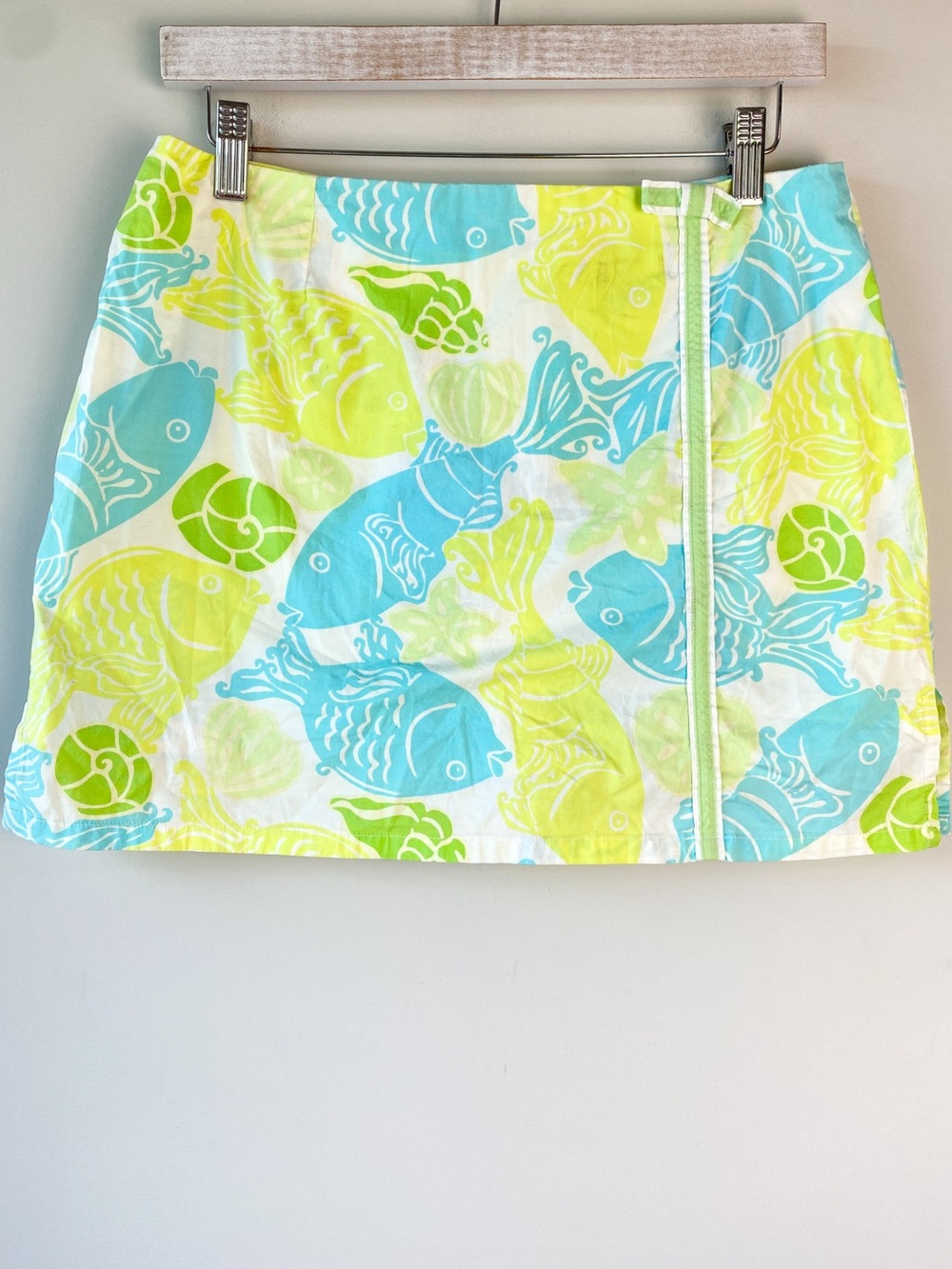 Vintage Lilly Pulitzer Womens Fish Print Mini Skort 8 Green Blue Coastal Resort